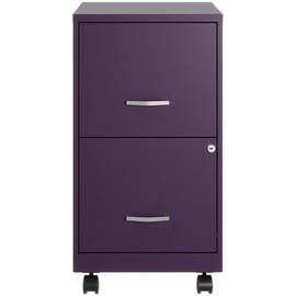 Hirsh Industries Space Solutions 18" D 2 Drawer Mobile Metal Vertical File Cabinet Midnight Purple