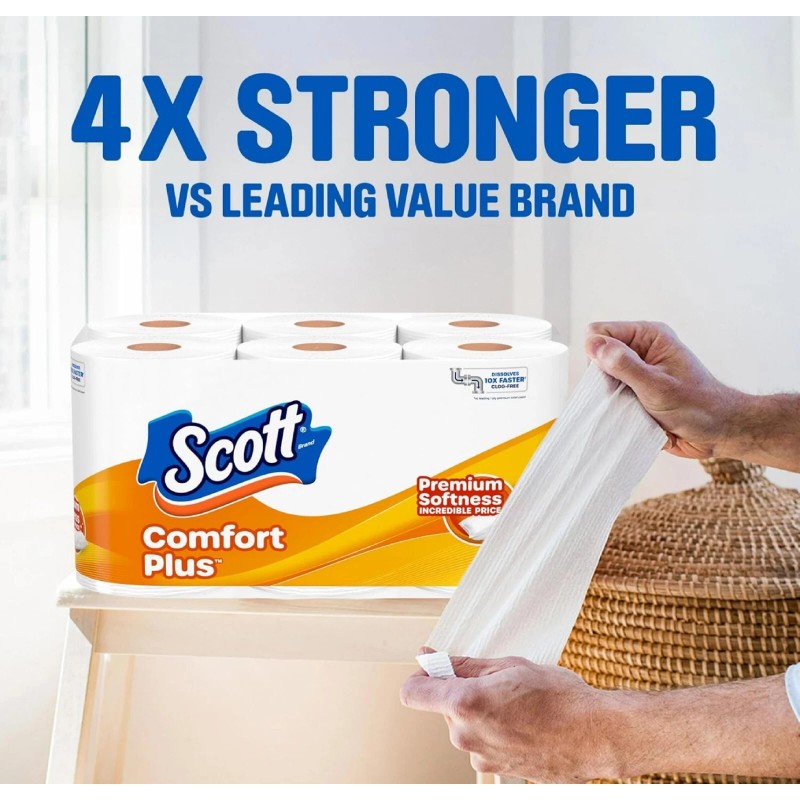 Scott ComfortPlus Toilet Paper, 12 Double Rolls, 231 Sheets per
