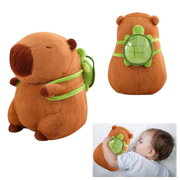 Belligern Capybara Plush,Capybara Teddy,Simulation Capybara,Snackles Capybara with Turtle on Its