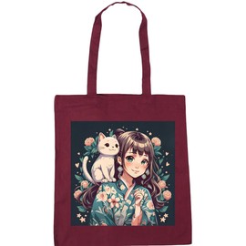 Hippowarehouse Anime Cat Girl Tote Shopping Gym Beach Bag 42cm x38cm,10 litres