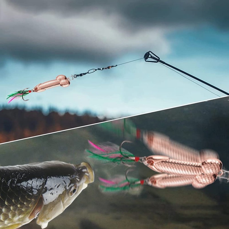 Blueshyhall 4 Pieces Rose Gold Black Metal Bait Fishing with