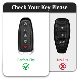 WORCAS for Ford 5 Button Key Fob Cover, TPU Smart Key Fob Case Compatible with Ford C-Max Edge Escape Expedition Explorer Flex Focus Taurus Lincoln MKS MKT MKX Navigator(Black)