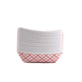500ct Heavy Duty Disposable Paper Food Tray (1 LB) - Red Check Food Tray, USA MADE, Recyclable, Biodegradable, Compostable, Great for Picnics, Carnivals, Party, Camping, BBQ, Restaurants, Fries