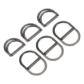 uxcell Doble D-Anillo Hebillas, 6uds 30mm(1,18") Metal Ajustable Multiuso D Anillos para Ropa Cinturilla Vestido Correas Bolsos Bufanda, Oscuro Gris