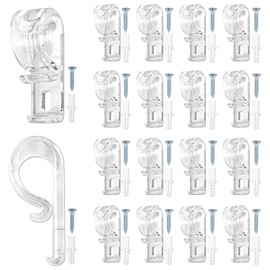 18 Sets Roller Shade Clear Safety Chain and Cord Guide Fixation Hook P Clip Blind Cord Holder Fixation Hook Fixation Hook for Bead Chain for Roller Blinds (Clear)