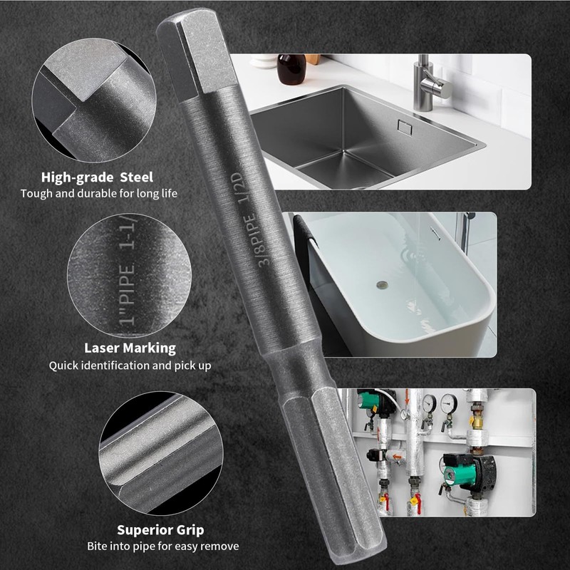 TVWVT 3/4 inch Pipe Extractor, Tough Steel Extractors for Broken