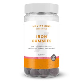 Myvitamins Iron Gummies – Vegan Iron Supplements with Folic Acid & B12 – Supports Energy, Cognitive Function & Immune Health – Mixed Berry Flavour – 60 Chewable Gummies (30-Day Supply)