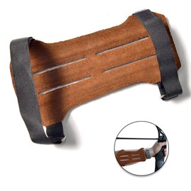 UNIVERSE ARCHERY Leather Arm Guards | Bow Arm Protector 2 Strap Archery Guard | High-Grade Adjustable Leather Armguard | Hunting Accessories & Archery Sports 19X10CM (Brown)