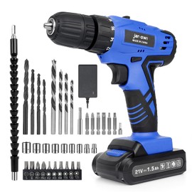 Portable Power Drill Set with 37PCS Drill Bit,21V Cordless Drill Driver Kit with Battery and Charger,Jar-owl Home Tool Kit with Electric Drill for Men Women Garden Office Repair Maintain-Blue