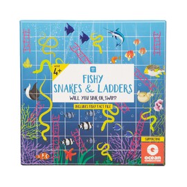 Talking Tables Fish Themed Snakes and Ladders Game for Kids | Classic Board Game for Children & Family with Educational Ocean Fact File (FISH-SNAKE-LADDER)