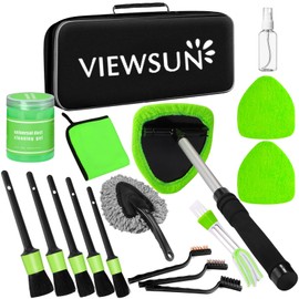 Viewsun Windshield Cleaner Tool, 17Pcs Car Interior Cleaning Kit, Detailing Kit Interior Cleaner, Car Detailing Brushes, Cleaning Gel, Inside Cleaning Supplies Accessories for Trucks, SUVs, RVs Window