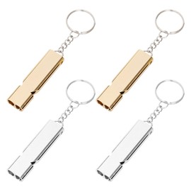 4 Pieces Of Double-Tube Life-Saving Whistle, Outdoor Survival Equipment, Emergency Whistle, Lightweight And Waterproof Whistle, Suitable For Mountaineering And Hiking (Silver, Gold).