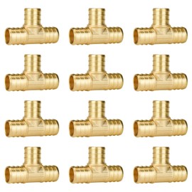 SUNGATOR 3/4 Inch PEX Tee Brass Crimp Fittings(12-Pack), 3/4" x 3/4" x 3/4", No Lead Brass