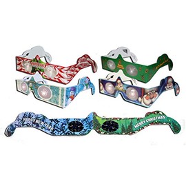 Christmas 3D Glasses - Holiday Eyes (R) Christmas Glasses 5 Pair Variety Pack - See Santa, Snowman, Reindeer, Candy Cane and 1 Christmas/New Years Fireworks Glasses - All Folded - Ready to wear