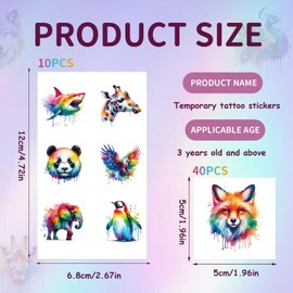 VelvetGlow Temporary Tattoos for Children, Animal Temporary Tattoos for Boys and Girls, Tattoo Stickers for Birthday Party Gifts, Home Activity, Class Prizes, Carnival Rewards, Pack of 100
