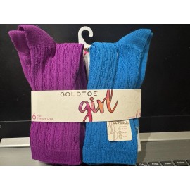 Goldtoe Girls Multi Colored Gotldtoe EZ Match 6-pair Crew Socks size M (9-3.5)