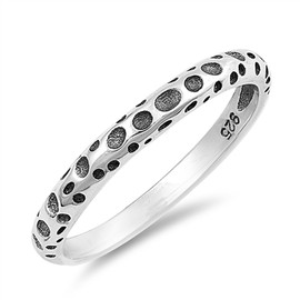 Spotted Bubble Oxidized Stackable Midi Ring .925 Sterling Silver Band Size 5