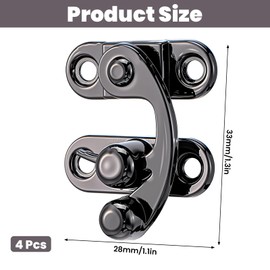 LXUEJIE Pack of 2 Antique Vintage Quick Release Locking Hooks Small with Screws 33 mm x 28 mm Right Latch Hook Hasp Latch for Small Wooden Box, Jewellery Box, Wine Box