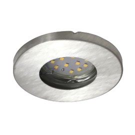 Trango Set of 3 IP65 LED Recessed Spotlights 6729IP65-039MO Brushed Aluminium Including 3x 5 Watt 3000K Warm White Ultra Flat LED Module for Bathroom, Shower, Recessed Spotlights, Ceiling Light,