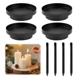 4 Stück Adventskranz Kerzenständer, 2 In1 Kerzenhalter Stabkerze Kerzenteller Metall, 8cm Abnehmbarer Kerzenstecker, für Abendessen bei Kerzenlicht, Esszimmer, Kamindekorationen