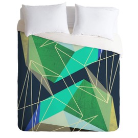 Society6 Susana Paz Colorblock Vi Duvet Cover Set with Pillowcase(s), Full/Queen, Bubble Gum Sneaky Llama Yellow