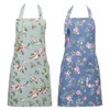 SUSSURRO 2 Pack Floral Aprons with 2 Pockets, Cotton Canvas