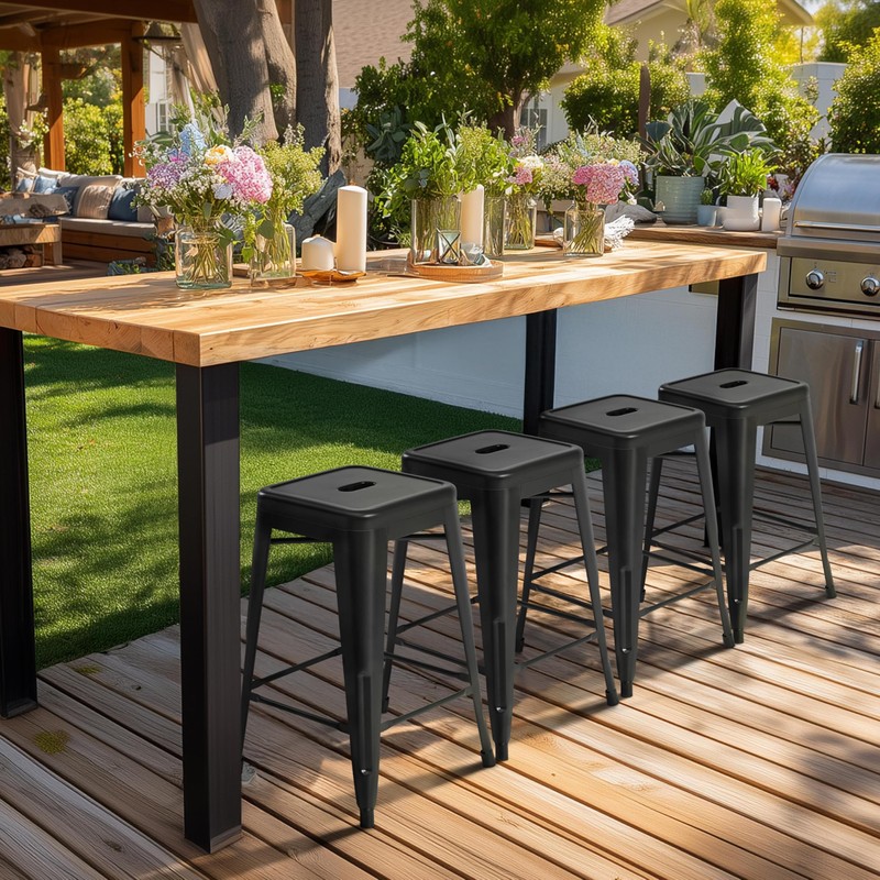 Yaheetech 24 Inch Metal Barstools Set of 4, Counter Height