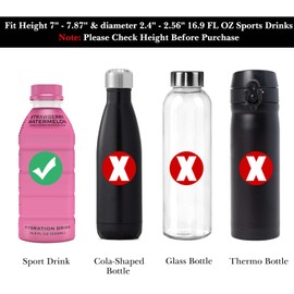 Linkidea Disposable Water Bottle Sleeve Compatible with 16.9 Fl Oz PRIME Hydration, BODYARMOR, Gatorade Fit, Insulated Neoprene Plastic Sports Drinks Cover Holder with Lockable Zipper, Black