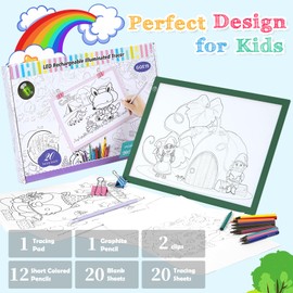 LooEooDoo A4 Rechargeable Tracing Pad Kit, LED Light Tablet Coloring Tracer Arts and Crafts Writing Drawing Board for Weeding Vinyl, Diamond Art, Sketching, Tracing and Animation (Green)