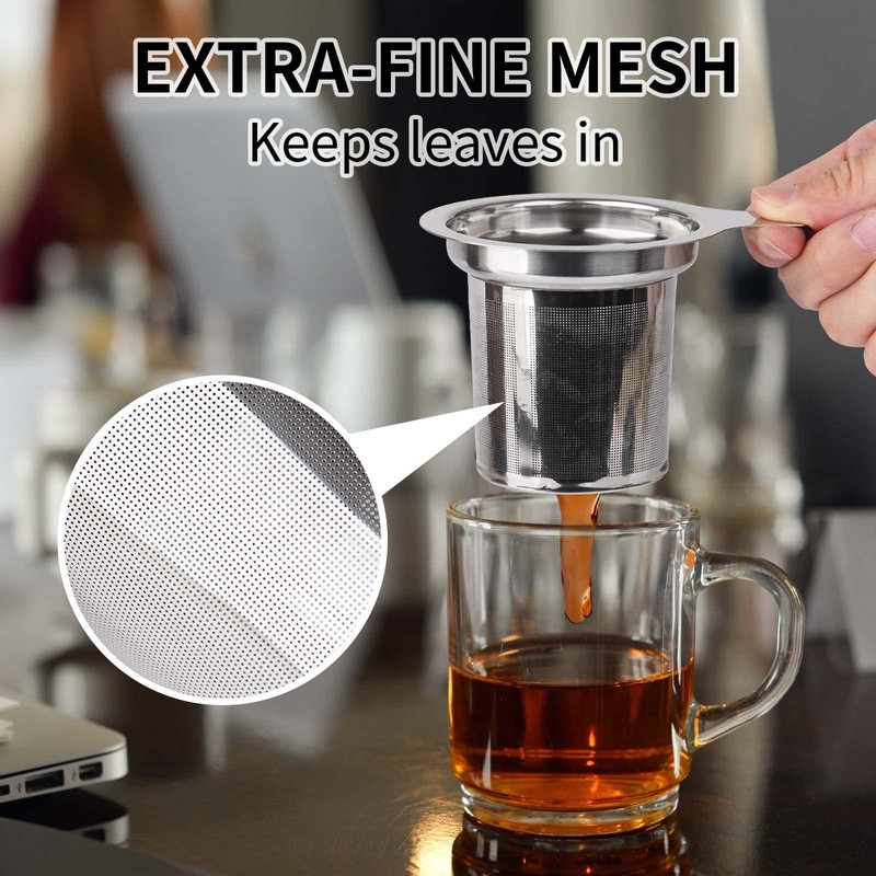 Vaincre Extra Fine Mesh Tea Infuser/Strainer, Stainless Steel Loose Leaf
