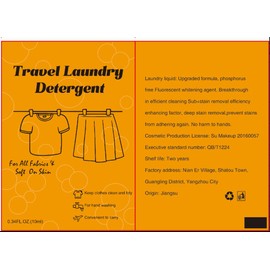 Travel Size Liquid Laundry Detergent 0.34floz/10ml, Travel Laundry Detergent for Hand Washing,Laundry Soap Travel Size Suitable for All Fabrics in Hotel,Air Bnb,Charity 100