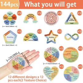 144 Pcs Breath Calm Anxiety Sensory Stickers Reusable Mindfulness Stickers Anti Stress Rough Textured Sticker Anxiety Strips for School Office Classroom Desk Adults Teens Fidget Christmas Gifts