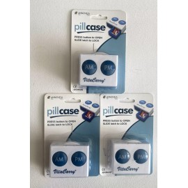 VitaCarry Push Button Pill Organizer with Safety Lock AM/PM (3 Pack)