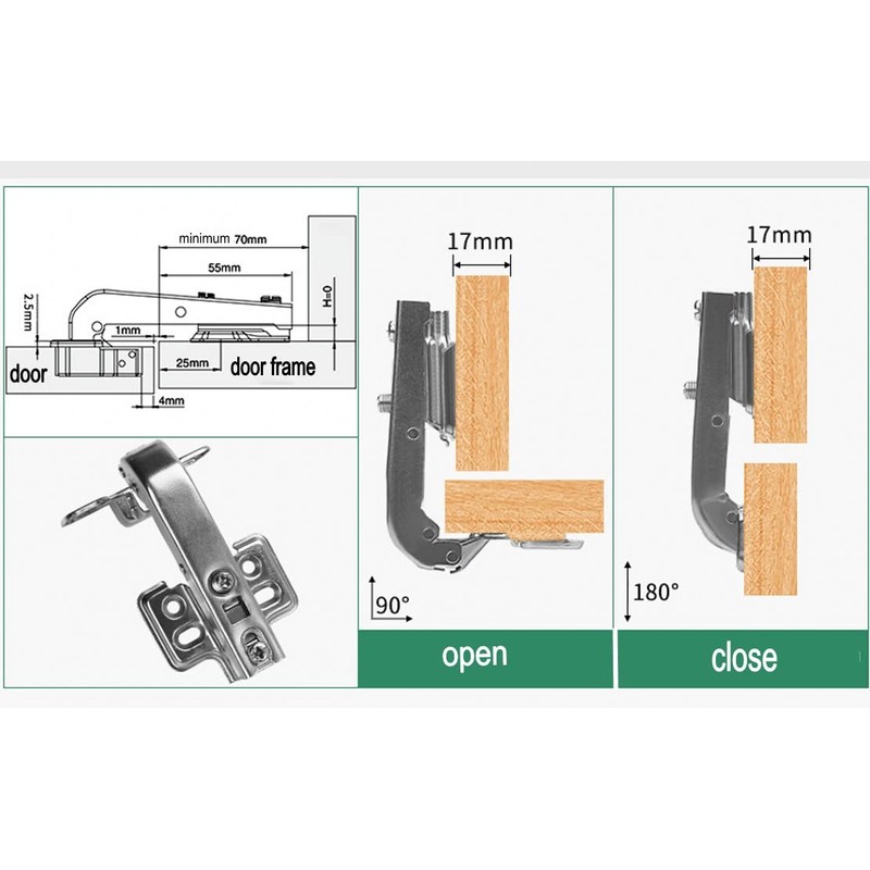 JZK 4PCS 90 Degree Corner Cabinet Hinges, 90° Opening Corner