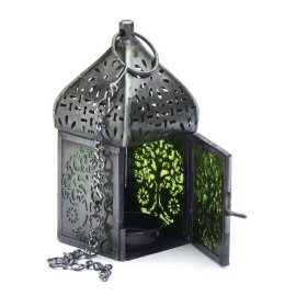9200 Casablanca Tea Light Lantern Green Glass Zen Garden Fairy Garden Miniature