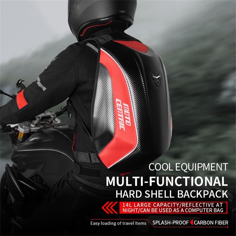 mjmoto Motorcycle Backpack Waterproof Large Capacity Carbon Fiber Rider Backpack