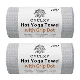Paquete de 2 toallas de yoga calientes con punto de agarre, almohadillas para orejas antideslizantes para yoga caliente, microfibra absorbente, para c