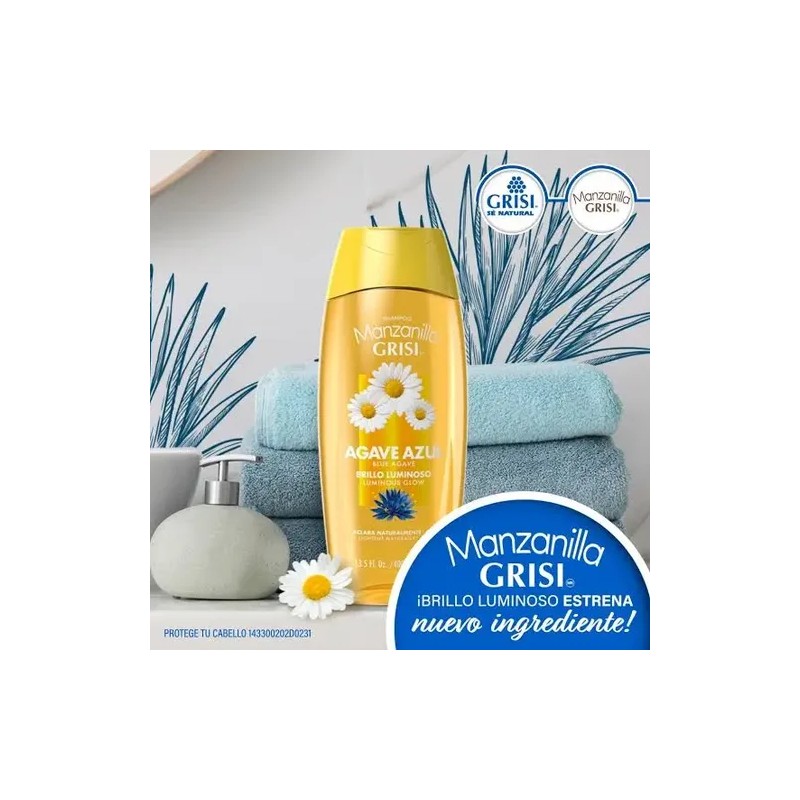 Shampoo Manzanilla Grisi Agave Azul Brillo Luminoso 400ml