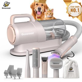 Today's Deals - Geoorood Dog Grooming Vacuum All-in-One Kit with 10KPa Suction, 2.2L Dust Tank, Adjustable Combs, Lightweight Design, Perfect for Gifts & Home Use #TikTokShopLaborDaySale #FallFreshness:_Blue(5-in-1)-with Nail Grinder
