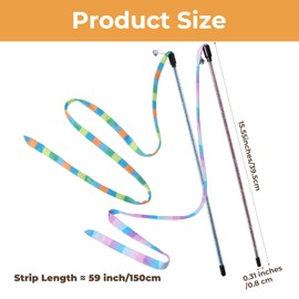 Hpmjz 3Pcs Interactive Cat Wand Toys Colorful Fabric Ribbon Sticks Interactive Cat Teaser Wand String Colorful Ribbon Teaser for Indoor Cats Extended Cats Teasers Pet Toy Strong Pole with Bell