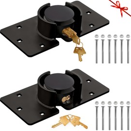 OIHYA 2 Pack Van Door Locks Keyed Alike, 73mm Heavy Duty Solid Steel Hidden Shackle Padlock and Hasp Set, with 4pcs Keys and 80mm Screws for Vans, Trucks, Gates, Trailer Black