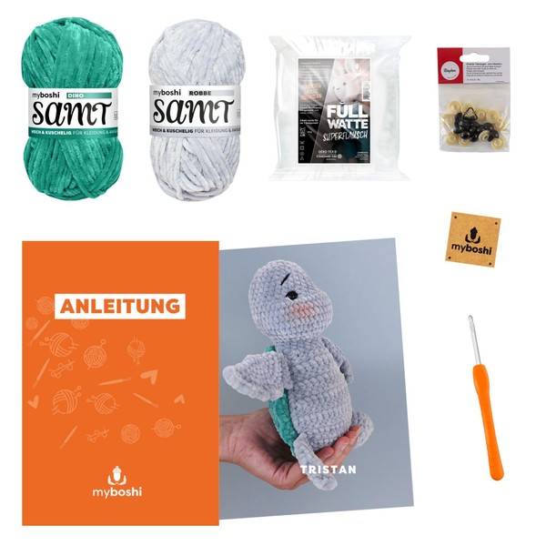 myboshi Tristan Turtle Crochet Set, Advanced Crochet Set, Including Velvet