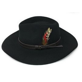 ZNOR Mens Trilby Hats Womens Fedora Hat Mens Fedora Hat Adjustable Band Feather Fedora Hat For Men Trilby Hat For Men Felt Fedora Hats For women Wool Hats For Women -Black-L