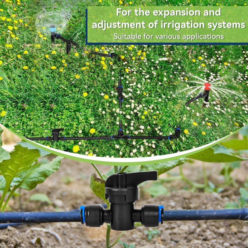 20 Pack 1/4" Drip Irrigation Shut Off Valve, Quick Connect