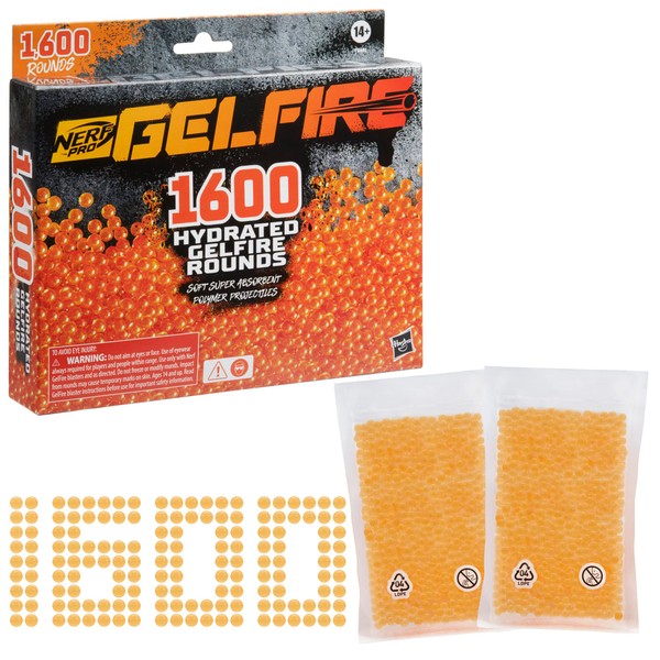 Nerf Pro Gelfire Round Refill, 1600 Hydrated Gelfire Rounds, Use With Nerf Pro Gelfire Blasters