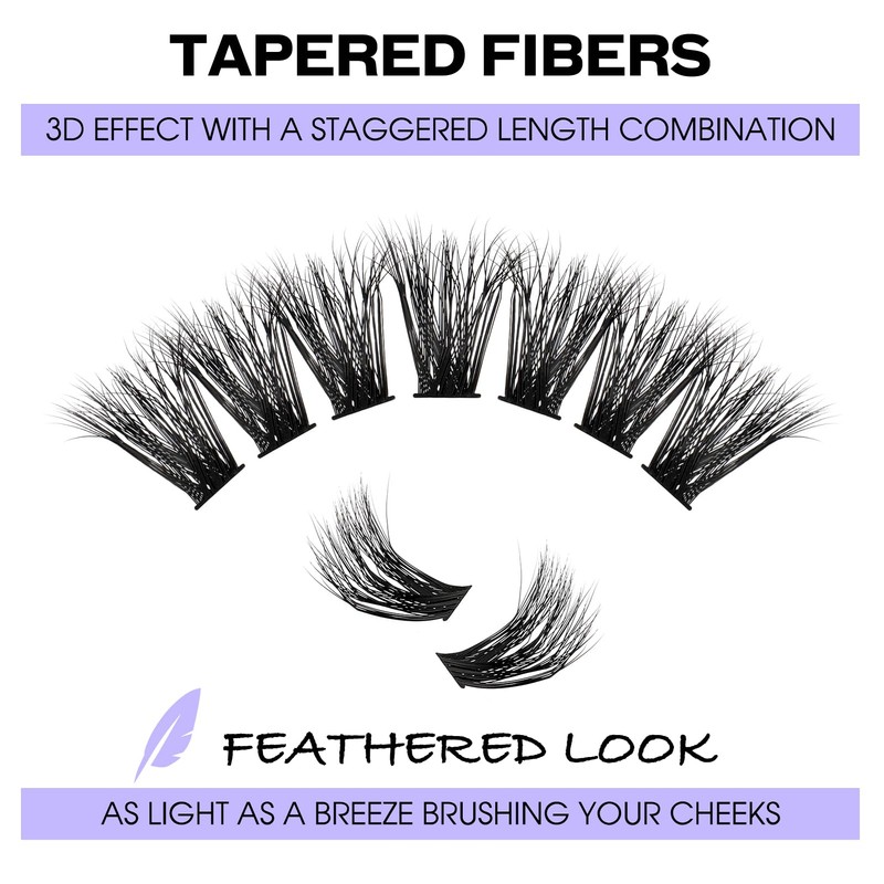 Individual Eyelashes 3D 60+80D 12-16mm D Curl Mixed Natural Cluster