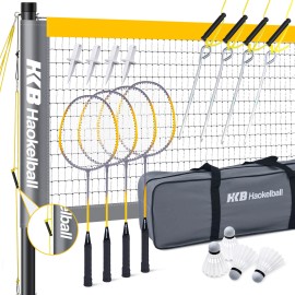 PATIASSY Professional Badminton Set with 4 Rackets 4 Shuttlecocks Portable Badminton Net