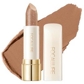 FOCALLURE Moisturizing Shiny Lipstick,Pearl Shimmery Finish,Hydrating Tinted Lip Balm with Creamy Texture,Long Lasting High Pigmented Lip Stain,Cowgirl