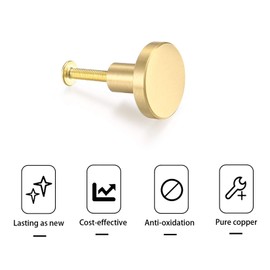 4 Pcs Door Knobs and Handles, Brass Round Cabinet Knobs, Single Hole Cupboard Door Handles, Small Pull with Screws for Drawer, Wardrobe, Cabinets, Doors, Decoration(Gold, 20 * 25mm)