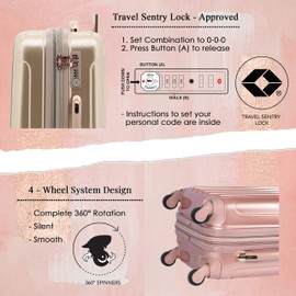 kensie Women's Alma Luggage Set, Rose Gold, 20-Inch Carry-On